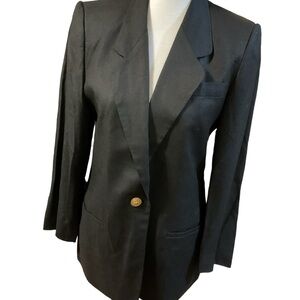 Talbots Black Linen Blend 6P Blazer